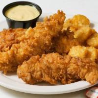 Chicken Tenders · Three hand-battered and deep-fried tenders, served with choice of side.