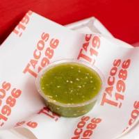 La Verde · Made with Fresh Tomatilllo, Chile Serrrano, Garlic and Cilantro. Gluten Free