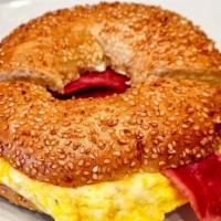 Bacon And Egg Bagel · Choice of bagels, bacon, egg, cream cheese