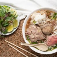 Beef Noodle Soup With Rare Steak, Well Done Flank & Tripe · Consuming raw or undercooked meats, poultry, seafood, shellfish or eggs may increase your ri...