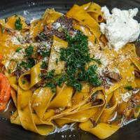 Braised Short Rib Pasta · Slowly braised, pappardelle, roasted vegetables, whipped boursin cheese
