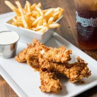 Chicken Tenders · White meat chicken tenders coated with all seasoned cornmeal crust, served with side of fries