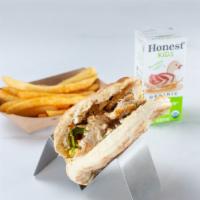 Kid'S Pita · Comes with hummus and protein inside the pita with fries and kids juice