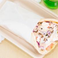 Beef & Lamb Gyro · Toppings include lettuce, tomato, onions, red cabbage, tzatziki sauce, and your choice of hu...