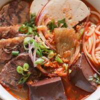 Bún Bò Huế Vietnamese Spicy Beef Noodles · BÚN BÒ HUẾ  is a spicy Vietnamese Beef Noodle soup, containing rice vermicelli, beef shank, ...