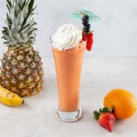Exotica Smoothie · Strawberry Puree, Mango mixed with Orange Juice
