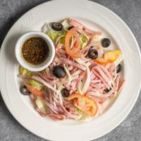 Antipasto Salad · lettuce tomatoes olive ham salami mortadella provolone italian