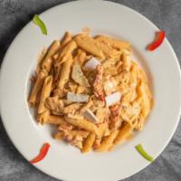 Chicken Cravings · chicken artichoke sun dr tomatoes penne pasta in creamy marinara sauce