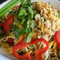 Mango Salad  (Gối  Xoài) · Fresh shredded mango, jicama, bell pepper, cucumber & mint tossed in Vietnamese vinaigrette,...