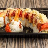 Hot Night · In: shrimp tempura, imi crab, avocado. Out: seared tuna, crunch.