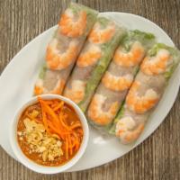Goi Cuon 2 · Four spring rolls with shrimp and pork. Served with peanut sauce.