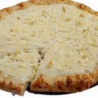 White Pizza · Mozzarella cheese, feta cheese, parmesan cheese, spinach & tomato.