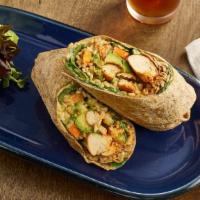 Garden Wrap · Grilled veggies, organic brown rice, organic spinach, hummus, avocado, tomato, tahini, whole...