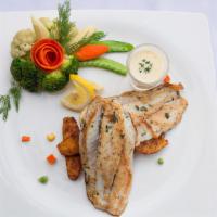 Cajun Catfish Filet Lunch Plate · Choice of grilled or fried fish and 1 side.
