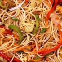 Egg Noodles · Noodles tossed with egg and assortment of shredded vegetables and savory sauces.