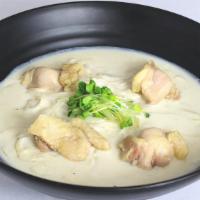Chicken Cream Udon · Chicken and sliced onion in an original cream sauce topped with kaiware sprouts.