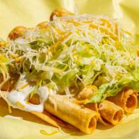 5 Roll Tacos · Guacamole, sour cream, lettuce, and cheese.