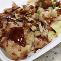 Chicken & Shrimp Combo · Chicken & shrimp topped with your choice of teriyaki sauce or hot garlic sauce along with yo...