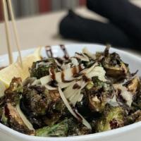 Charred Brussels · Parmesan, aged balsamic.