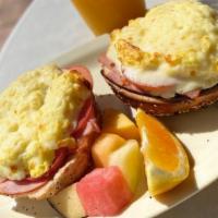 Breakfast Bagel Melt · Steamed scrambled eggs, tomatoes & provolone. Add additional item for an additional charge.