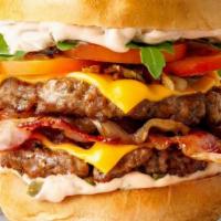 Special Dibble Burger  · 2 paddies with cheese and fries and soda