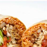 Chicken Burrito  · Grilled chicken with Rice +beans +cilantro +onion