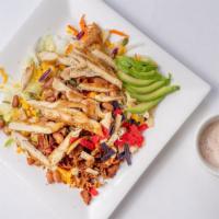 Santa Fe Chicken Salad · Our take on the Classic Santa Fe Salad, served with all white meat chicken breast. Comes wit...