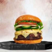 Chili Little Liars Burger · American beef patty cooked medium rare and topped with melted pepper jack cheese, jalapenos,...