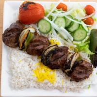  Shish Kebab Platter · Filet w/Mediterranean seasonings. Served with rice and salad.