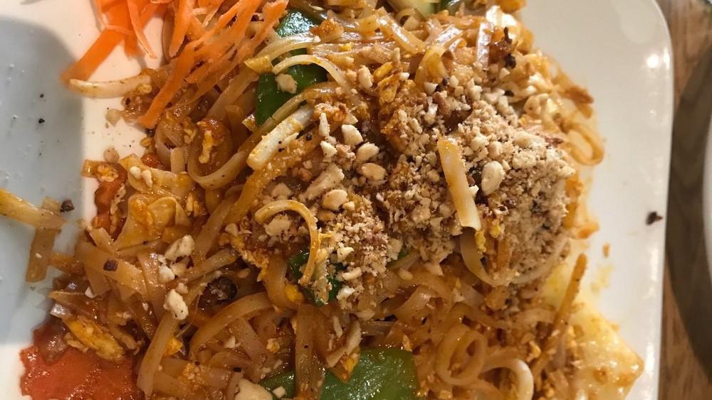 Pad Thai Noodles · Rice noodles with green onion, bean sprouts, bean cake, egg and a touch of chili powder.
