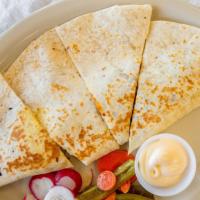 Quesadilla Combo  · Flour tortilla with Monterey cheese and your choice of meat