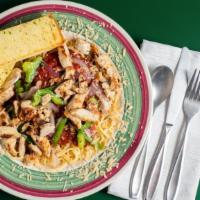 Garlic Chicken Pasta · Includes chicken, garlic, onions, bell peppers, shredded Parmesan and spaghetti noodles.
Cho...