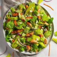 Buffalo Chicken Salad · Buffalo chicken, cucumber, red onion, shredded carrots with your choice of greens and dressi...