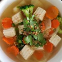 Tofu Soup · Tofu and mixed vegetable in clear broth.