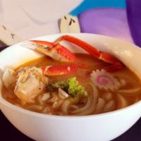 #19. Seafood Combination Noodle Soup (Regular) · Combination of shrimp, imitation crabmeat, fish cake, calamari.