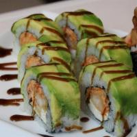 Caterpillar Roll · Fresh water eel & cucumber topped with . avocado, drizzled with eel sauce.
