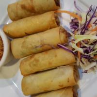 Fried Spring Rolls (4 Pc) · Crispy rolls wrapper vegetarian rolls of cabbage, carrot, noodles served with leela thai sau...