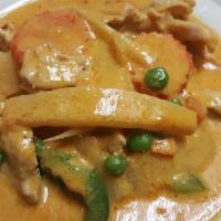 Red Curry · Coconut milk with bamboo shoot, basil, eggplant, bell pepper, peas and carrot