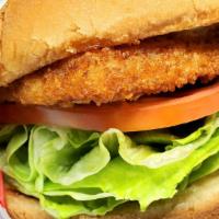Fish Sandwich · Hamburger bun, fried codfish, mayo, lettuce.