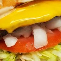 Cheeseburger Family Pack · Four- 1/4 burger patty with cheese, dressing, lettuce, tomato, onion, four fries, & four 20 ...