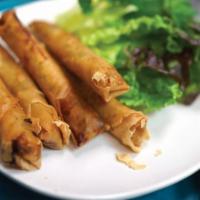 Saigon Crispy Eggrolls / Chả Gio · 5 rolls. With ground pork with shrimp vermicelli, taro, carrot, served with lettuce, mint, s...
