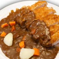 Japanese Style Chicken Cutlet Curry Over Rice With Potatoes & Carrots · 