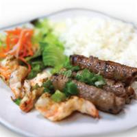 Grilled Shrimp & Onion Beef / Cơm Tôm Bò Nướng · 