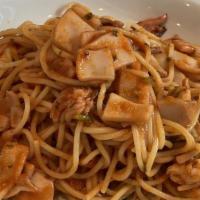 Spaghetti Frutti Di Mare · Spaghetti with mixed fresh seafood.