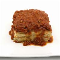 Lasagna · Fresh ricotta, mozzarella cheese, homemade Bolognese sauce and Parmigiano