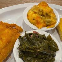 J'S Og Catfish Combo · Fried catfish with our original spice blend. Includes a choice of two sides with cornbread.
