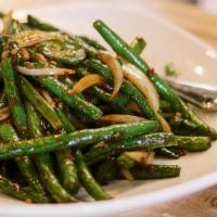 Spicy Garlic Green Beans · Don't want it spicy? Just leave us a note!