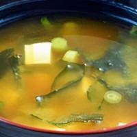 Miso Soup · Seaweed, bean curd, scallion with soybean paste.