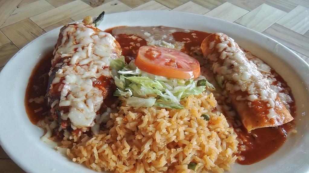 Combo #4 · Cheese Chile Relleno and Enchilada 
Includes  Enchilada sauce  , cheese and Lettuce