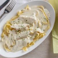 Alfredo Sauce · A blend of Romano cheese, cream and Italian spices.